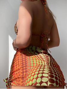 HANO Sexy Polka Dot Print Bikini Trois pièces Dessiner Corde Maillot De Bain À Lacets Corps Séparé Maillot De Bain Bandeau - Product Image 2