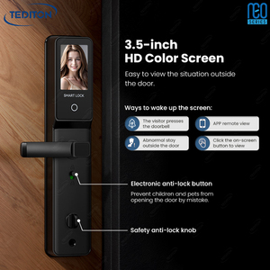 Kunci Pintu Pintar <span class=keywords><strong>Digital</strong></span> Biometrik Sidik Jari Kayu Tediton NEO Tuya Intelligent Gate dengan Kamera Wifi Outdoor - Product Image 5