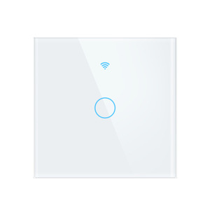图雅智能家居触摸屏Wifi开关240V 10A无需中性线智能手机控制单组灯开关 - Product Image 1