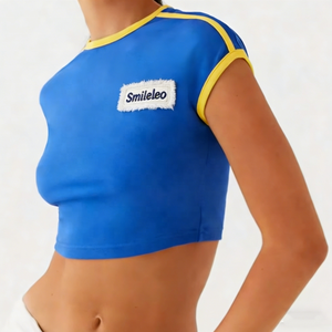 OEM <strong>Royal</strong> <strong>Blue</strong> Baby Tee Y2K Custom LOGO Wholesale High Quality Women's Cropped Blank <strong>Crop</strong> <strong>Top</strong> - Product Image 2