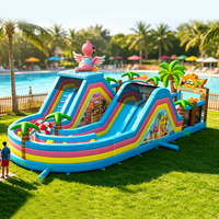 Parcours d'obstacles gonflable WINSUN Flamingo Tropical avec toboggan, en PVC étanche, certifié CE, pour enfants, location pour fêtes en extérieur