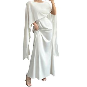 2025 été femmes mode décontracté sans manches châle longue <span class=keywords><strong>robe</strong></span> blanche élégante <span class=keywords><strong>robe</strong></span> pour soirée - Product Image 3