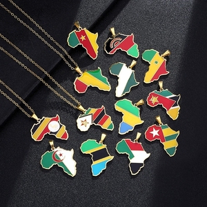 Collar Retro Simple con Bandera de Nigeria, Ghana y <span class=keywords><strong>Somalia</strong></span>, Chapado en Oro, de Acero Inoxidable, con <span class=keywords><strong>Mapa</strong></span> de África para Mujer - Product Image 2