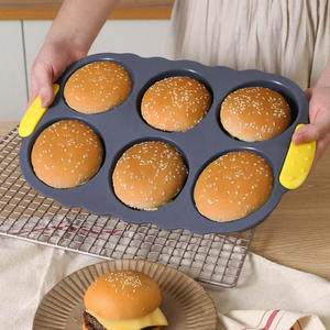 <span class=keywords><strong>Moule</strong></span> à hamburger <span class=keywords><strong>en</strong></span> silicone antiadhésif, 6 compartiments, outil de cuisson du pain, résistant à la chaleur, compatible four et lave-vaisselle, outils modernes et simples - Product Image 5