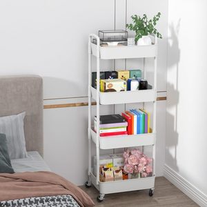 Wheeled Folding Detachable Design Plastic Trolley Modern High Precision Toilet Storage <b>Rack</b> Living Room Floor Mobile Snack - Product Image 4
