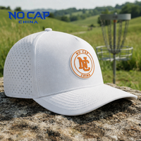 Casquette de golf et de baseball personnalisée Nocapchina à 5 panneaux, imperméable, perforée au laser, avec cordon et broderie, logo personnalisé en patch PVC