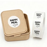 Autocollants personnalisés pour boîtes bento, rouleaux d'étiquettes en papier synthétique imperméable, pelliculage mat, pour emballage alimentaire