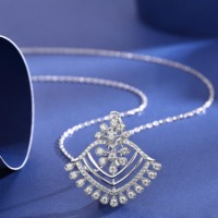 Collier pendentif en argent sterling 925 de luxe incrusté de zircon, en forme d'éventail de paon ajouré, pour femme