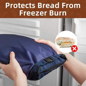 Fresh Waterproof <b>Freezer</b> Safe Portable Zippered Reusable Bread <b>Bag</b> to Keep Fresh with Silicone Liner - Product Image 3