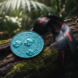 Médailles personnalisées en alliage de zinc émaillé avec motif de visages de bouledogues français en relief 3D au design unique, avec ruban - Product Image 4