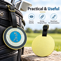 Étiquette de sac de golf Ausluofell avec finition émaillée, marqueur de balle magnétique, sangle en cuir PU durable - Cadeau promotionnel d'entreprise pour le golf