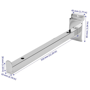 Metal Board Slatwall Metal Display <b>Hooks</b> Peg Slat Wall Brackets Slat Wall Brackets - Product Image 2