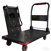 Carretilla de Mano Metálica Plegable de Cuatro Ruedas OEM de 400 kg, Carro de Transporte Industrial con Plataforma Silenciosa
