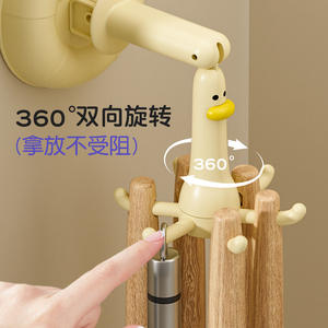 Support mural amovible en forme de canard avec ventouse et design rotatif pour ustensiles de cuisine, idéal pour spatules et cuillères - Product Image 4