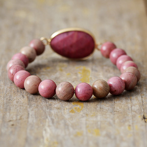 Bracelet élastique en pierre naturelle œil de tigre à veine rouge, 8mm, bijoux en pierre naturelle, cadeau pour femmes, bracelet fait à la main à la mode - Product Image 2