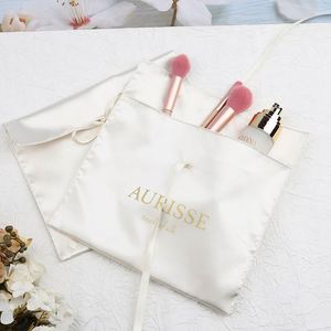 Bolsa de Almacenamiento de Cosméticos y Extensiones de Cabello con Logotipo Personalizado, Bolsa de Regalo de Seda de Lujo, Bolsa de Satén para Guardar Pelucas - Product Image 3