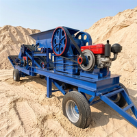 Concasseur à mâchoires mobile portable PE250*400, moteur, capacité de 3-13 t/h, équipement de concassage minéral pour lignes de production d'agrégats