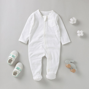 Mameluco de algodón puro Clase A para recién nacido, pelele de algodón orgánico para bebé, ropa para gatear con pies cubiertos, mono para bebé. - Product Image 2