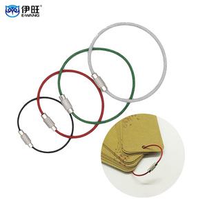 Porte-clés en fil d'acier inoxydable E-WANG, 150 mm, coloré, rond, résistant, en métal - Product Image 1