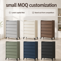 Commode à 5 tiroirs en MDF avec pieds en métal noir, armoire de rangement minimaliste sans poignées pour chambre à coucher, salon