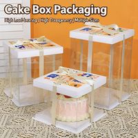Boîte à gâteau tendance avec ruban argenté, présentoir Instagram-worthy pour desserts, idéale pour influenceurs et boulangeries de prestige (sans ruban)