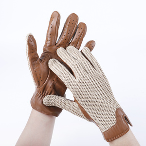 Vente Chaude Nouveau Style Gants pour Homme Printemps Été en Cuir Nappa de Mouton Véritable Non Doublés Tricotés au Crochet Aérés pour Vélo Conduite Cyclisme L - Product Image 5