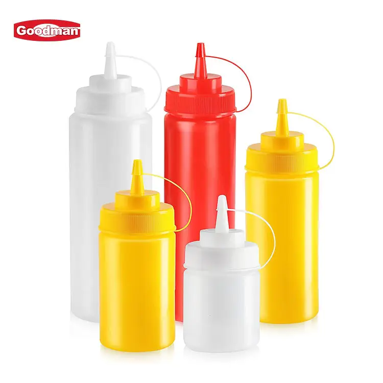 Food grade custom logo restaurant chilli ketchup dispenser bottles 16 oz FIFO plastic sauce condiment squeeze bottle