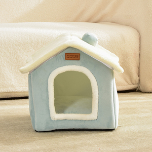 <span class=keywords><strong>Lit</strong></span> pour animaux de compagnie en forme de <span class=keywords><strong>maison</strong></span> créative, cabane fermée pour chien et chat, lavable, amovible, avec coussin doux pour toutes les saisons, à l'intérieur - Product Image 6
