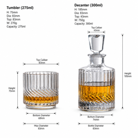 Ensemble de carafe à whisky en verre de 300 ml avec 2 verres à whisky, ensemble de carafe à liqueur en cristal pour bourbon et scotch, logo personnalisé