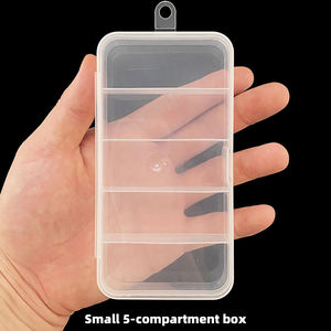 Mini boîte <span class=keywords><strong>de</strong></span> pêche transparente à 5 grilles-Organisateur d'accessoires <span class=keywords><strong>de</strong></span> pêche en plastique pour leurres et crochets - Product Image 1