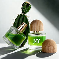 Botella de Perfume Vacía de 30 ml, Cilíndrica, de Vidrio Transparente, con Tapa de Madera Natural, Venta al Por Mayor