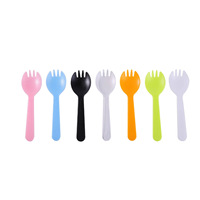 Fabrieksgroothandel Verdikte Wegwerp Eetgerei van Voedselveilig Kunststof, Cakevork en -lepel Set, Fruit Snack Bestek Zwart/Blauw/Roze, 100 stuks