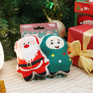 Jouet en peluche de Noël pour chat, forme Père Noël et pain d'épices, jouet à mâcher à la catnip pour divertir les animaux de compagnie - Product Image 1