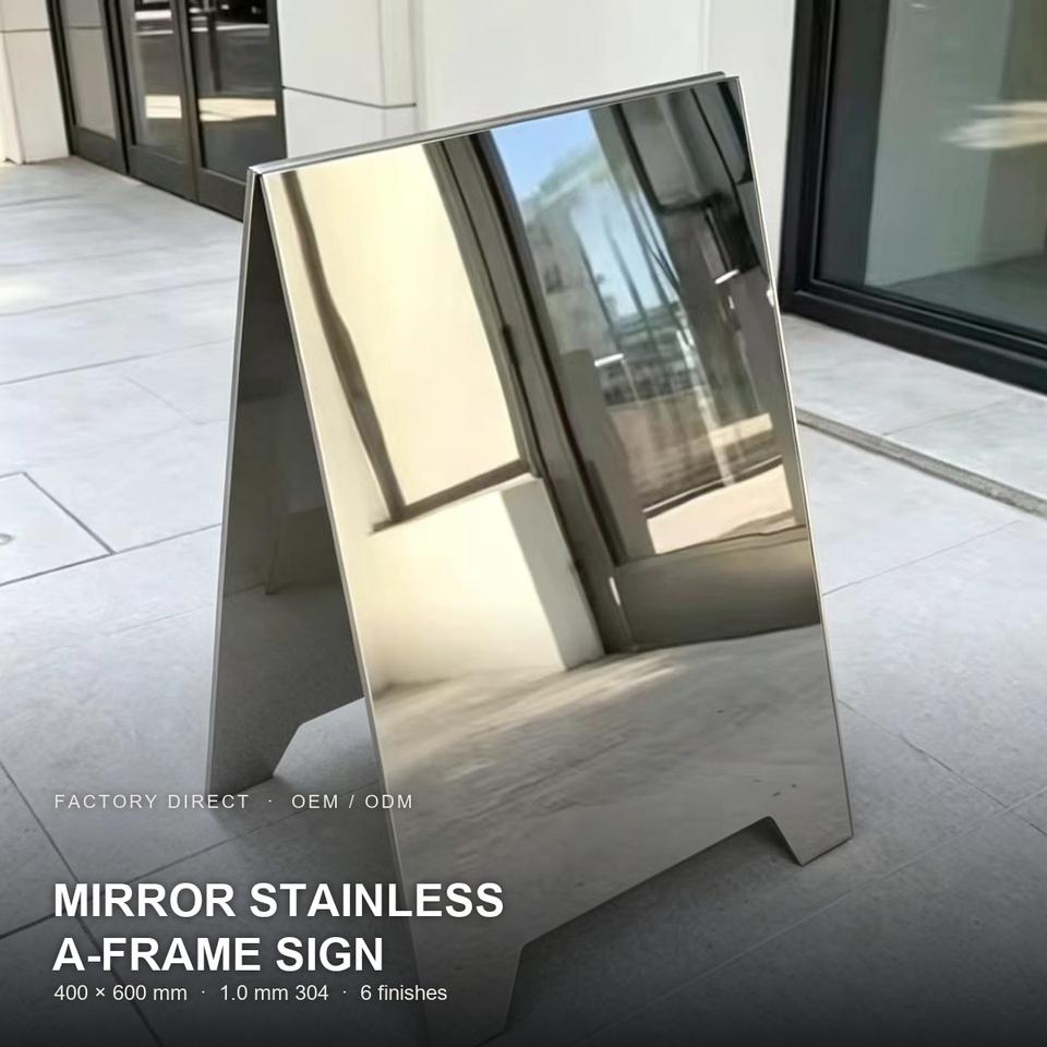 Mirror Stainless Steel A-Frame Sign 400x600mm 1.0mm 304 Foldable ...