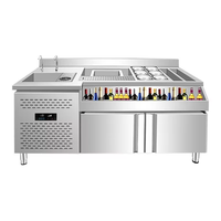 Konter Bar Koktail Listrik Stainless Steel Kustom Pabrik, Stand Bar Mobile dengan Kulkas untuk Minuman