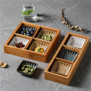Platos de bambú y madera para hotel, platos de ensalada divididos, platos de nueve compartimentos, bandejas de almacenamiento, bandejas de madera, para alimentos secos - Product Image 2