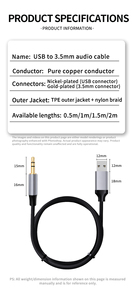 Cavo Audio USB a 3,5mm di Qualità Hi-Fi per Laptop, Computer Desktop e TV, <span class=keywords><strong>Convertitore</strong></span> Audio Stereo USB-A OEM ODM - Product Image 5