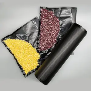 Custom Print 5 Mil Dikke Bpa-Gratis Voedselopslag Maaltijd Voorbereid Verzegelde Zakken Zwart En Doorzichtige Vacuüm Sealer Zak Recycle Verpakking Zakken