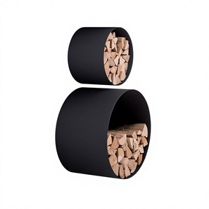 Ensemble de support de bois de chauffage de couleur noire de fer de deux tailles différentes support de rondin de cheminée pour l'usage extérieur et intérieur - Product Image 1