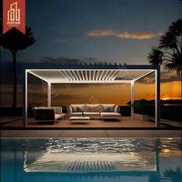 Aluminium Louvered Pergola Außen terrasse Garten Bio klimatische Dach Solar abdeckung Hinterhof Deck Pools ide Einziehbare Pergola