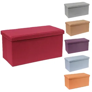 Bailey Simple Hard Cover Folding Stool Organizer Soft Square Storage Ottoman Bench