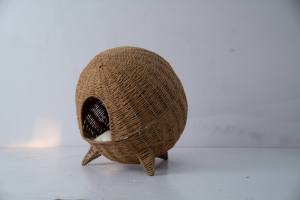 Erhöhtes Katzenbett Umweltfreundliche Rattan-Konstruktion Langlebiges Design Weiches Komfortbett für Pelzige Haustiere Papierseil-Tierhaus - Product Image 5
