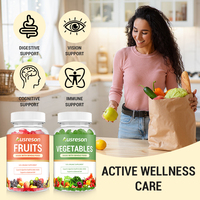 Ausreson OEM Gummies aux extraits de fruits et légumes, Complément alimentaire pour la digestion et la vision, Formule nutritionnelle, Gummies aux fruits et légumes variés