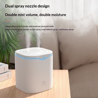 Humidificateur d'ambiance transfrontalier à grande capacité, volume de brume élevé 2L, en plastique, alimenté par USB, faible bruit, avec lumière d'ambiance, pour la maison, la chambre et le bureau