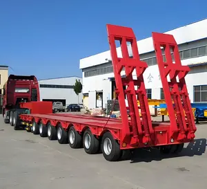China Hydraulic Lowbed Semi Trailer 3 Axle 4 Axle 5 Axle Payload 120tons Truck Low Bed Semi Trailer