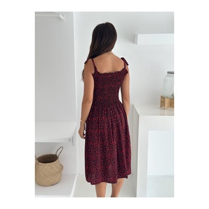 Women's Ruffled Summer <b>Dress</b> Viscose Fabric Standard Size S M L XL Length 100 Cm Casual Wear - Product Image 2