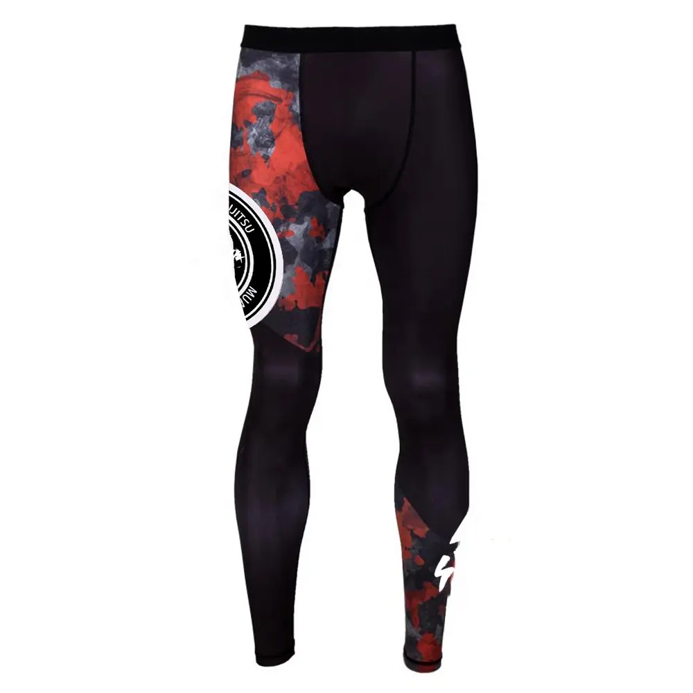 Sublimatie Leggings Custom Sport Compressie Panty Gym Broek Met Pocket Voor Mens Mma