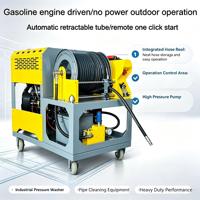 Nettoyeur de canalisations haute pression à gaz 200 bars, 27 CV, enrouleur automatique, démarrage à distance à une touche pour le débouchage par jet