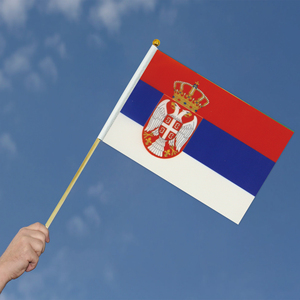 Bandera de Serbia con Asta de Madera para Agitar a Mano, Venta Caliente de Fábrica 2024, para Días Festivos Generales - Product Image 5