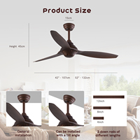 Ventilateur de plafond moderne avec télécommande, 52 pouces, pales en plastique, moteur DC silencieux, en stock aux États-Unis